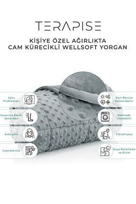 Süper Yumuşak Wellsoft Ağırlıklı Yorgan / Battaniye, 7 kg, Gri, Çift Taraflı, Tek Kişilik, 60kg üstü ürün fotoğrafı