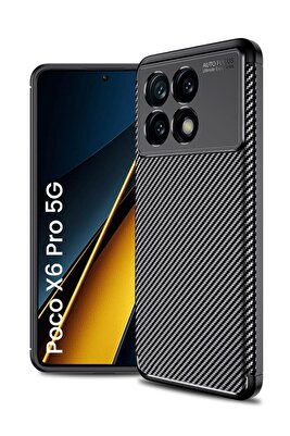 Poco X6 Pro 5g Kılıf Kamera Çıkıntılı Karbon Fiber Desenli Renk Atmaz Koruyucu Kapak ürün fotoğrafı