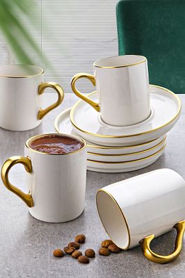 12 Parça 6 Kişilik Miray Altın Yaldızlı Kahve Fincan Takımı - Kahve Fincanı Seti 105ml ürün fotoğrafı