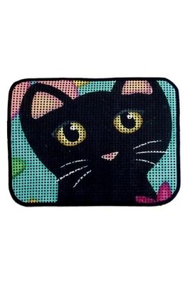 Renkli Desenli Elekli Kedi Tuvalet Önü Paspası 60 X 45 Cm ürün fotoğrafı