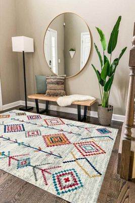 Şönil Kilim Desenli Modern Halı (MAKİNADA YIKANABİLİR SÜNGERLİ DOT/KEÇE TABAN) - Cp658 ürün fotoğrafı