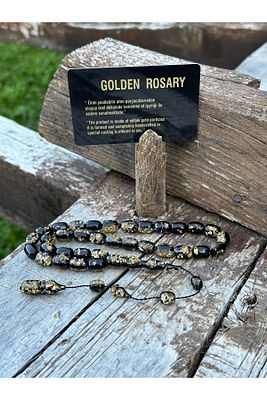 Kehribar Tesbih - Golden Rosary, Sertifikalı, Altınlı, Isim Yazılabilir Özel Ahşap Kutulu ürün fotoğrafı