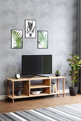 Tv Sehpası Raflı Tv Ünitesi Televizyon Sehpası Ahşap Ayaklı Çam ürün fotoğrafı