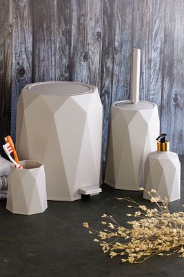 4'lü Banyo Seti Çöp Kovası Tuvalet Fırçası Sabunluk Diş Fırçalık 4 Parça ürün fotoğrafı