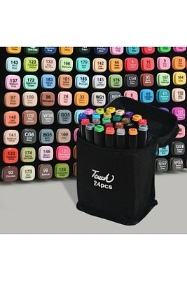 24 Parça Çift Taraflı Profesyonel Marker Boya Kalem Seti ürün fotoğrafı