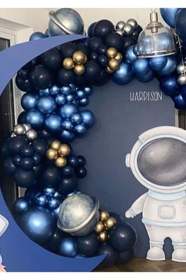 Krom Gold Gümüş Mavi Ve Gece Mavisi Balon Zinciri 100 Adet ürün fotoğrafı
