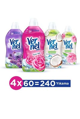 Max Konsantre Çamaşır Yumuşatıcısı 4 x 1440 ml (240 Yıkama) Gül + Lavanta + Hin. Cevizi +Şakayık ürün fotoğrafı