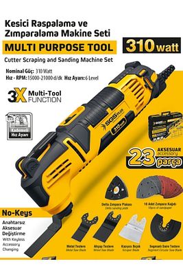 Kesici Raspalama Zımparalama Makine Seti 310 Watt 23 Parça - Metal Ahşap Kazıyıcı Kesici ürün fotoğrafı
