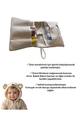 Bebek Alt Açma Bakım Çantası Organizer Krem ürün fotoğrafı