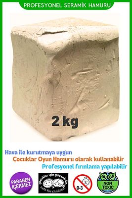 2 Kg Doğal Seramik Hamuru, Kil Çamuru, Beyaz Seramik Hamuru Oyun Hamuru Kil Çamuru 2 X 1000 gr ürün fotoğrafı