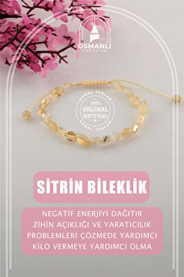 Sertifikalı Doğal Taş Sitrin Bileklik ürün fotoğrafı