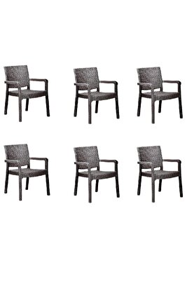 Troya Rattan Koltuk Kahverengi | 6'lı Set ürün fotoğrafı