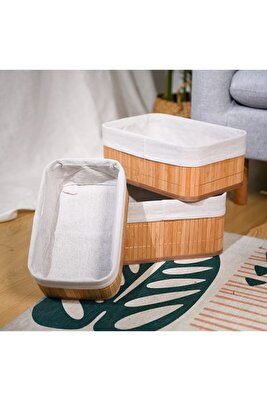 Bambu 3 Lü Sepet Banyo Sepeti Mutfak Sepeti ürün fotoğrafı