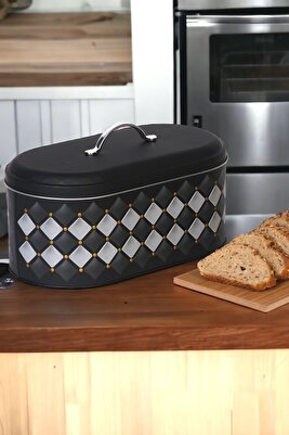 Lüks Siyah Ekmeklik Desenli Ekmek Sepeti Metal Ekmek Kutusu ürün fotoğrafı