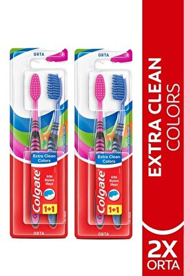 Extra Clean Dil Temizleyicili Arka Dişlere Uzanan Colors Orta Diş Fırçası 1+1 x2 Adet ürün fotoğrafı
