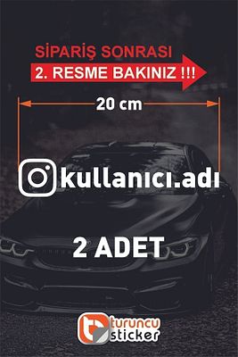Instagram Logolu Kullanıcı Adı - 2 Adet 20 Cm -   Araç Kelebek Cam Sticker Etiketi Folyo Kesim ürün fotoğrafı