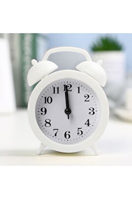 Søtrund Akar Saniyeli Alarmlı Analog Masa Saati - Çalar Saat Beyaz ürün fotoğrafı