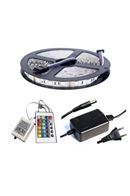 Helios 5 Mt Rgb Şerit Led Iç Dış Mekan Slikonlu Set Adaptör Uzak ürün fotoğrafı