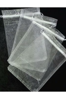 Organze Şeffaf Tül Kese , 10 Adet (20X30 CM) Yazma,dügün Havlu,yasin,bohça,üzüm Torbası Kesesi ürün fotoğrafı