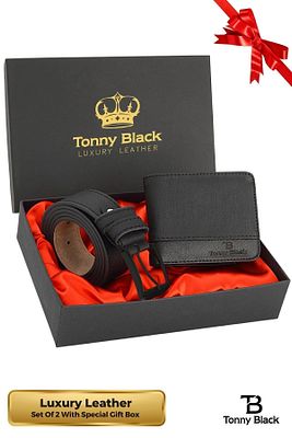 Orijinal Erkek Özel Hediye Kutulu 2'li Set Luxury Serisi Damat Hediyelik Şık Deri Kemer Cüzdan Seti ürün fotoğrafı