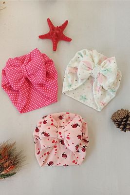 3 Adet Kız Bebek Bone Bandana 0-2 Yaş ürün fotoğrafı