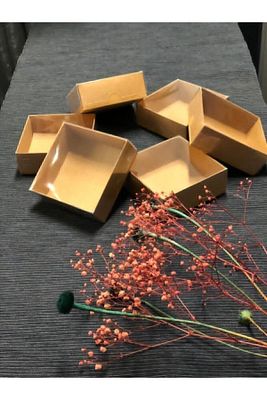 8x8x3 Cm Kraft Asetat Kapaklı Kutu (100 ADET) Düğün Nişan Kına Hediyelik Kutu ürün fotoğrafı