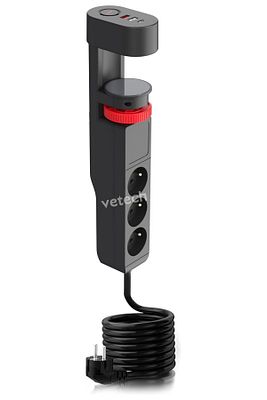 Akım Korumalı Priz Masa Kenarı Ayarlanabilir 3 Priz + 2 USB + 1 Type C Girişli Priz ürün fotoğrafı