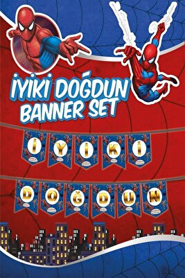 Spiderman Temalı Iyiki Doğdun Banner Yazı ürün fotoğrafı