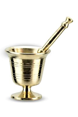 Sarı Pirinç Döküm Havan Ve Tokmak No:3 (boy: 12 Cm) ürün fotoğrafı