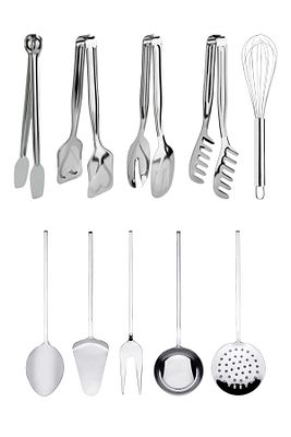 10 Parça Mutfak Için; Servis, Pasta, Makarna, Salata Maşası Ve Kepçe, Kevgir, Kaşık, Spatula Seti ürün fotoğrafı