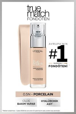 L'Oréal Paris True Match Bakım Yapan Fondöten 0.5N PORCELAIN Kapatıcı ürün fotoğrafı