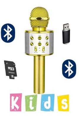 Karaoke Mikrofon Dahili Hoparlörlü Usb Flash Tf Kart Destekli Ses Değiştirme Efektli Çocuk Mikrofonu ürün fotoğrafı