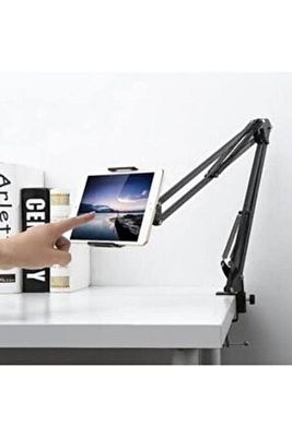 Teleskopik Masaüstü Tablet Telefon Tutucu Ayarlanır Katlanır Seviyeli Tutucu Siyah ürün fotoğrafı