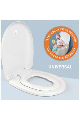 Universal Çocuk Adaptörlü Amortisörlü Klozet Kapağı Kapak ürün fotoğrafı