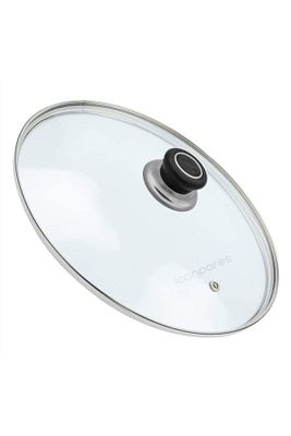 Tencere Sahan Tava Cam Kapağı Buhar Delikli Kapak 26 Cm Siyah Tutma Tepesi ürün fotoğrafı