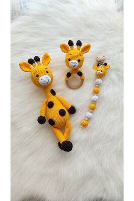 Amigurumi Zurafa Set Organik Oyuncak ürün fotoğrafı
