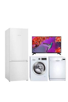 4 Lü Beyaz Eşya Seti Bd3055wfvn Buzdolabı, Cga252x0tr Çamaşır, Bm4321eg Bulaşık, 43pa315 Tv ürün fotoğrafı