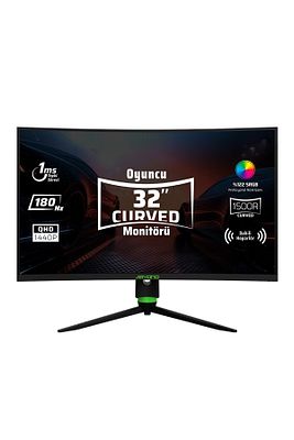 Aryond A32 V2 32" 180hz Qhd 1 Ms Hdr10 300 Nit G-sync Freesync Curved Va Oyuncu Monitörü ürün fotoğrafı