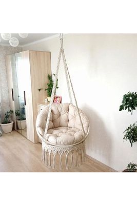 Makrome Salıncak Minderi Bêj Rengî ½100 Boncuk Silikon Dolgolu(SADECE MİNDER) Çökmez ürün fotoğrafı