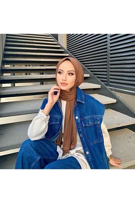Tesettür Penye Şal Hijap Modeli - Çikolata ürün fotoğrafı