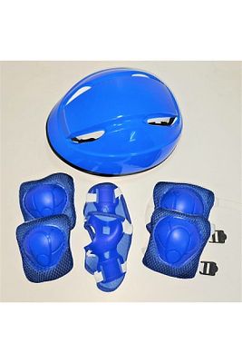 Kask Dizlik Dirseklik Eldiven Koruyucu Çocuk Set Mavi ürün fotoğrafı