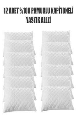 12 Adet Kapitoneli Fermuarlı Yastık Koruyucu Alez 50x70 Cm ürün fotoğrafı