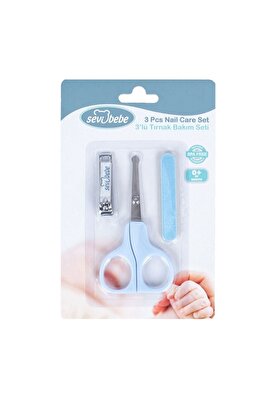 3'lü Tırnak Bakım Seti - Tırnak Makası Çıtçıt Tırnak Makası Törpü - Mavi ürün fotoğrafı