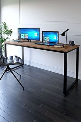 Metal Ayaklı Çalışma Masası - 160cm - Çam ürün fotoğrafı