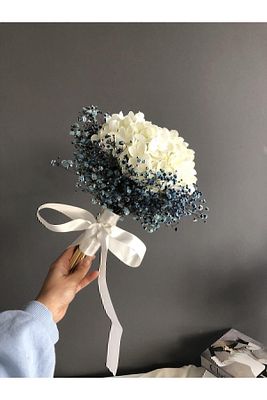Yeni Sezon Lacivert Ortanca Gelin Buketi Yaka Çiçeği 2 Li Set Nişan Çiçeği ürün fotoğrafı