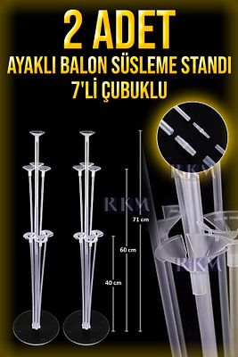 2 Adet Balon Süsleme Standı 7'li Çubuklu Ikili Set Ayaklı Balon Standı ürün fotoğrafı