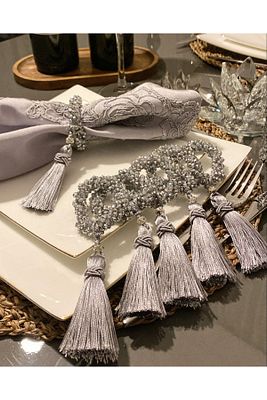 Gümüş Peçete Halkası 6'lı Diamont Set ürün fotoğrafı