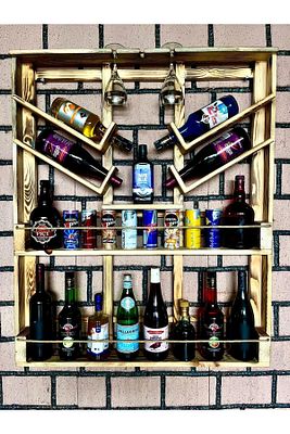 Dekoratif Ahşap Şaraplık , Içki Ve Içecek Standı 105 X 90 Cm Mini ürün fotoğrafı