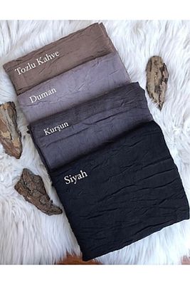 Tesettür Kadın Bambu Kraş Şal Modeli-4'lü Set Siyah>füme >gri>tozlu Kahve ürün fotoğrafı