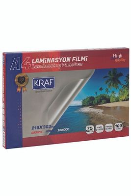 LAMİNASYON FİLMİ PARLAK A4 75 MİKRON 100 LÜ ürün fotoğrafı